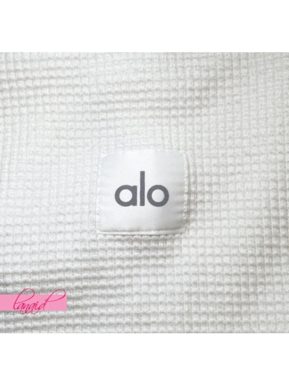 Alo Weekend Escape Mock Neck Long Sleeve Ivory Waffle Thermal Turtleneck Sweater - Picture 13 of 16